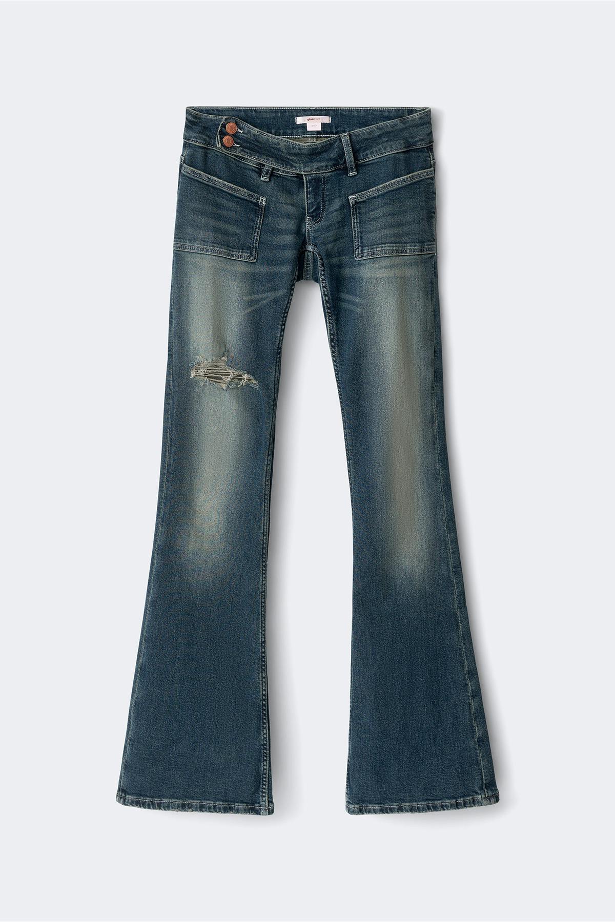 14+ pleated flare jeans petite - Vintage blue