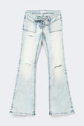 14+ pleated tie jeans - Super lt blue