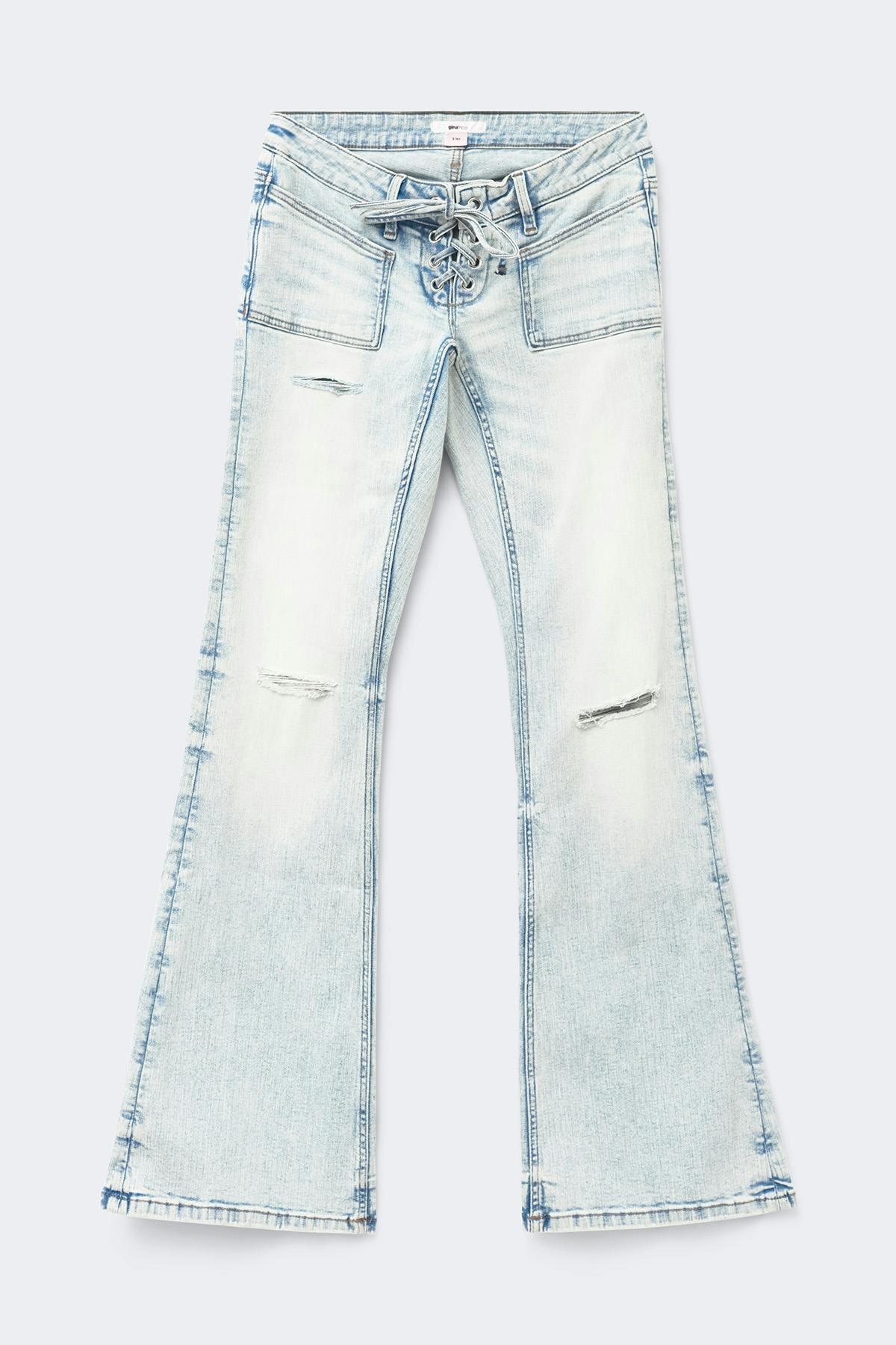 14+ pleated tie jeans - Super lt blue