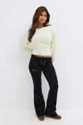 14+ pleated tie jeans - Super lt blue