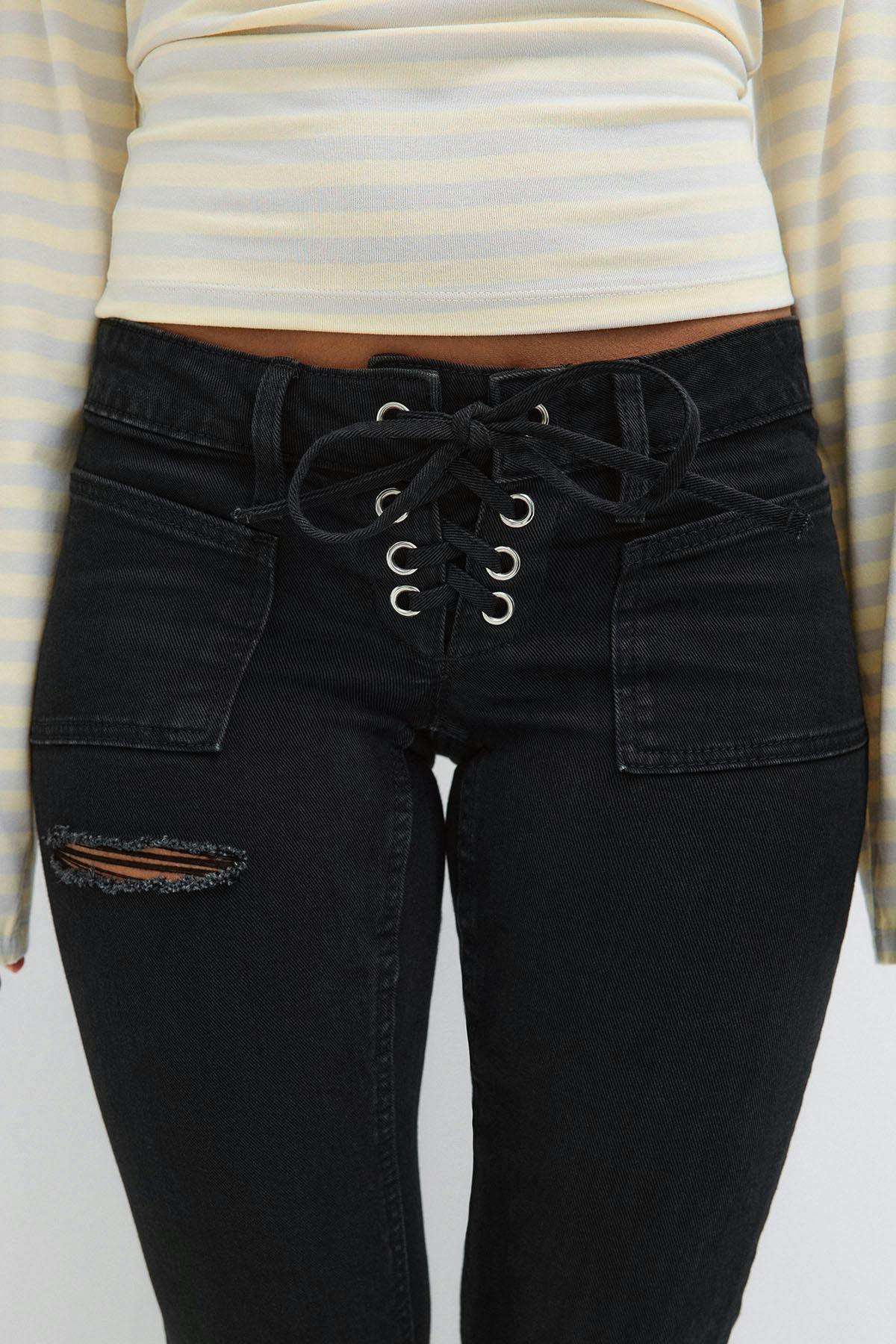 14+ pleated tie jeans - Super lt blue