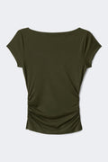 Scooped back yoga top - Army green