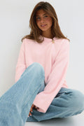 14+ gold detail sweater - Rose clair