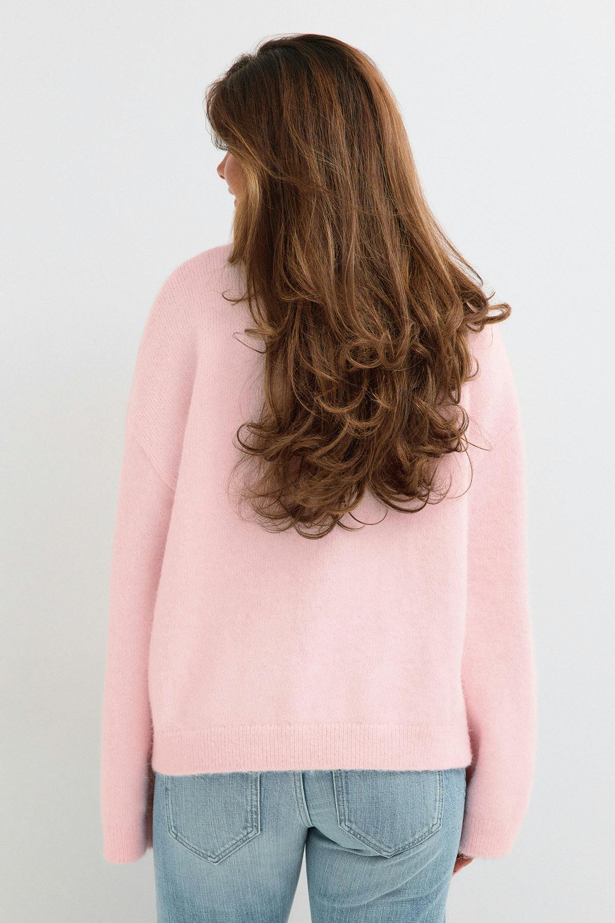 14+ gold detail sweater - Rose clair