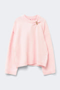 14+ gold detail sweater - Rose clair