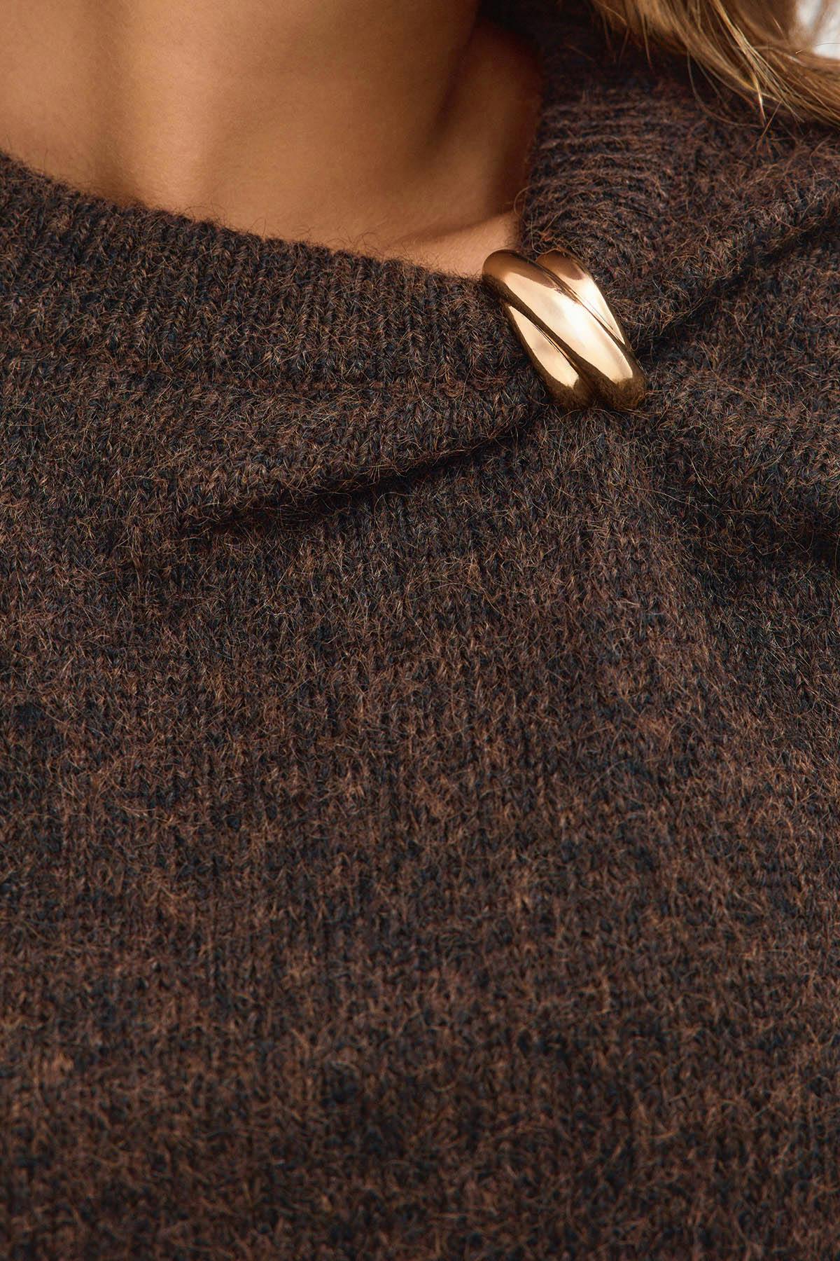 14+ gold detail sweater - Marron