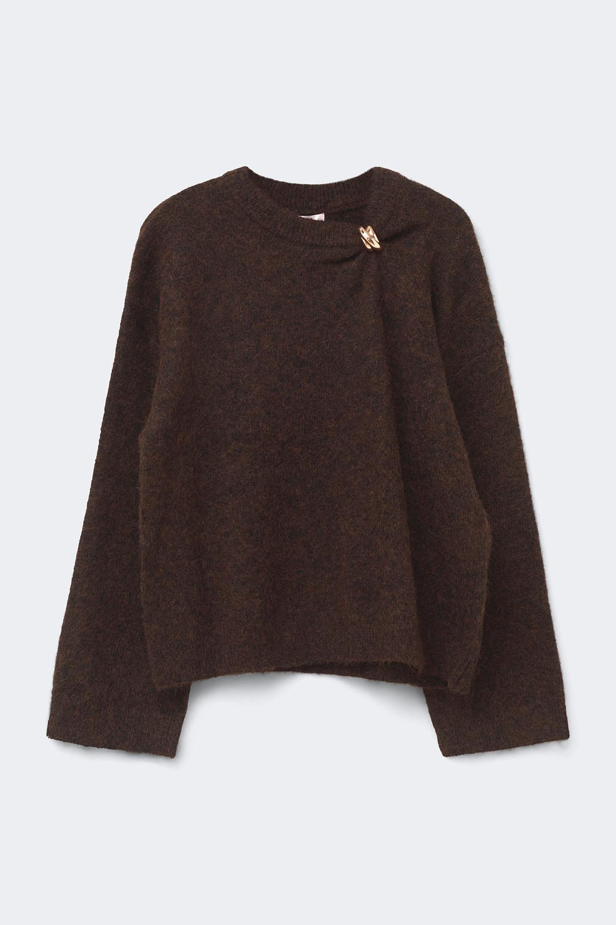 14+ gold detail sweater - Marron