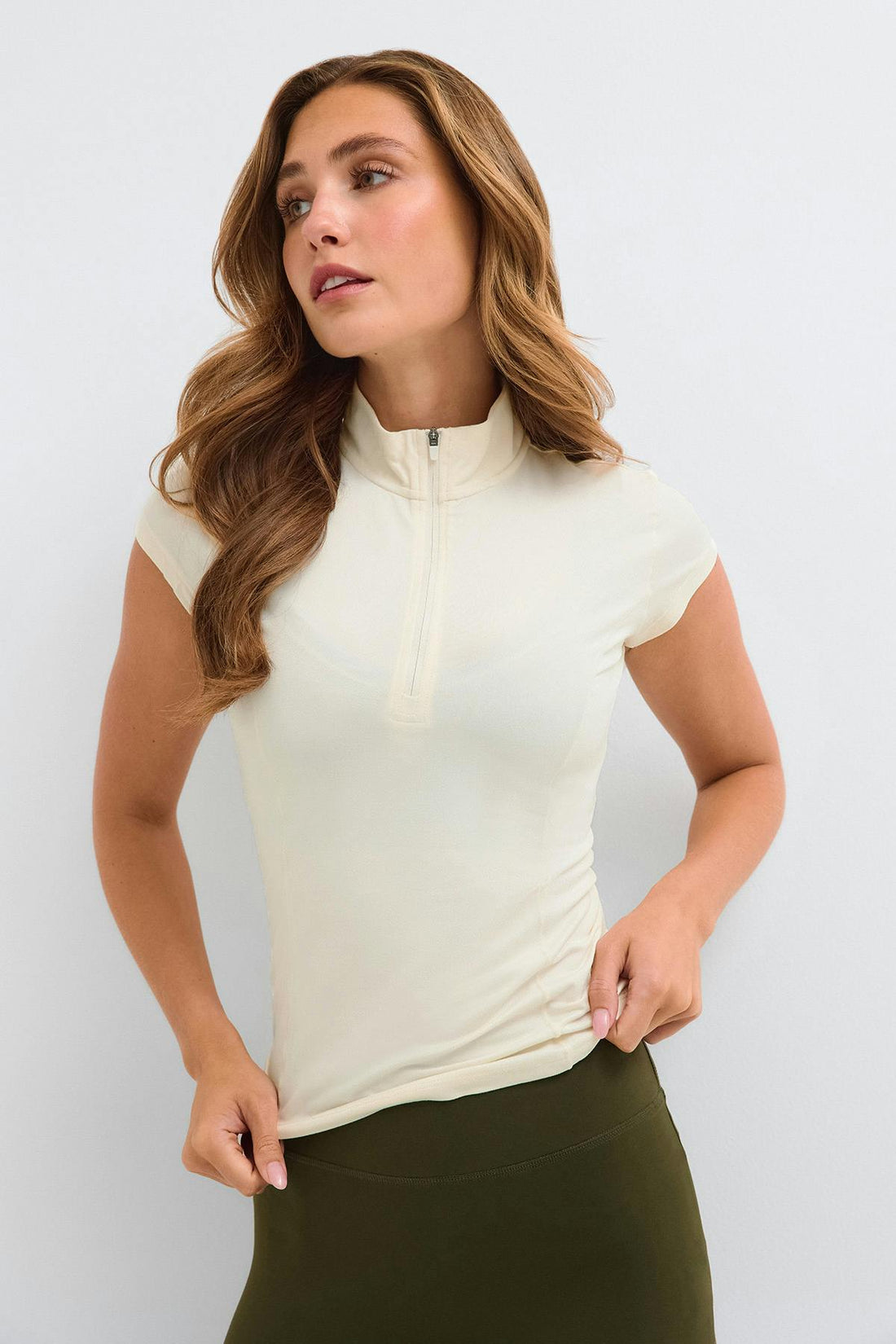 Half zip yoga tee - Gardenia