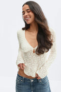 Lace v-neck top - Noir