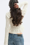 Lace v-neck top - Gardenia