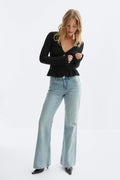 Lace v-neck top - Noir