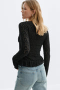 Lace v-neck top - Noir