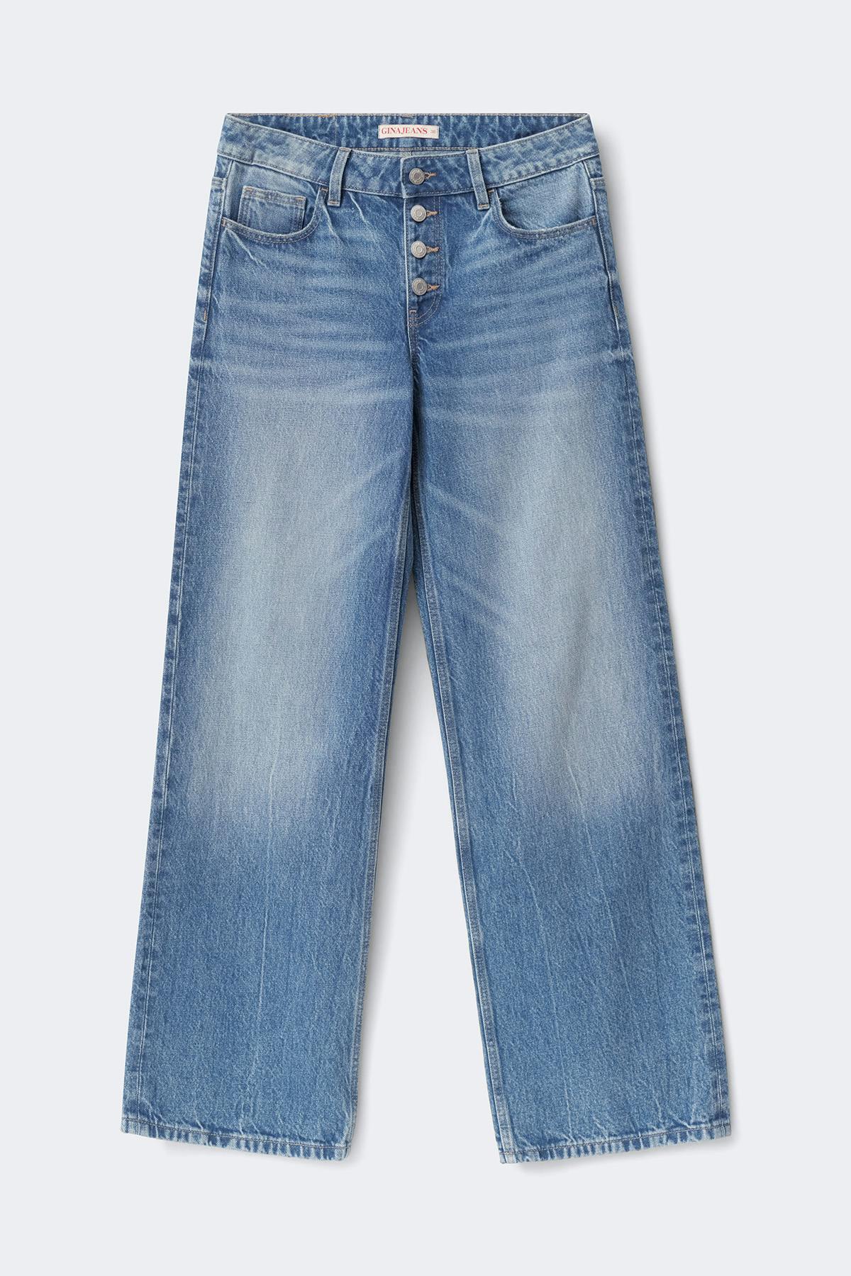 Button down jeans - Mid blue