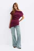 Asymmetric pleated top - Noir