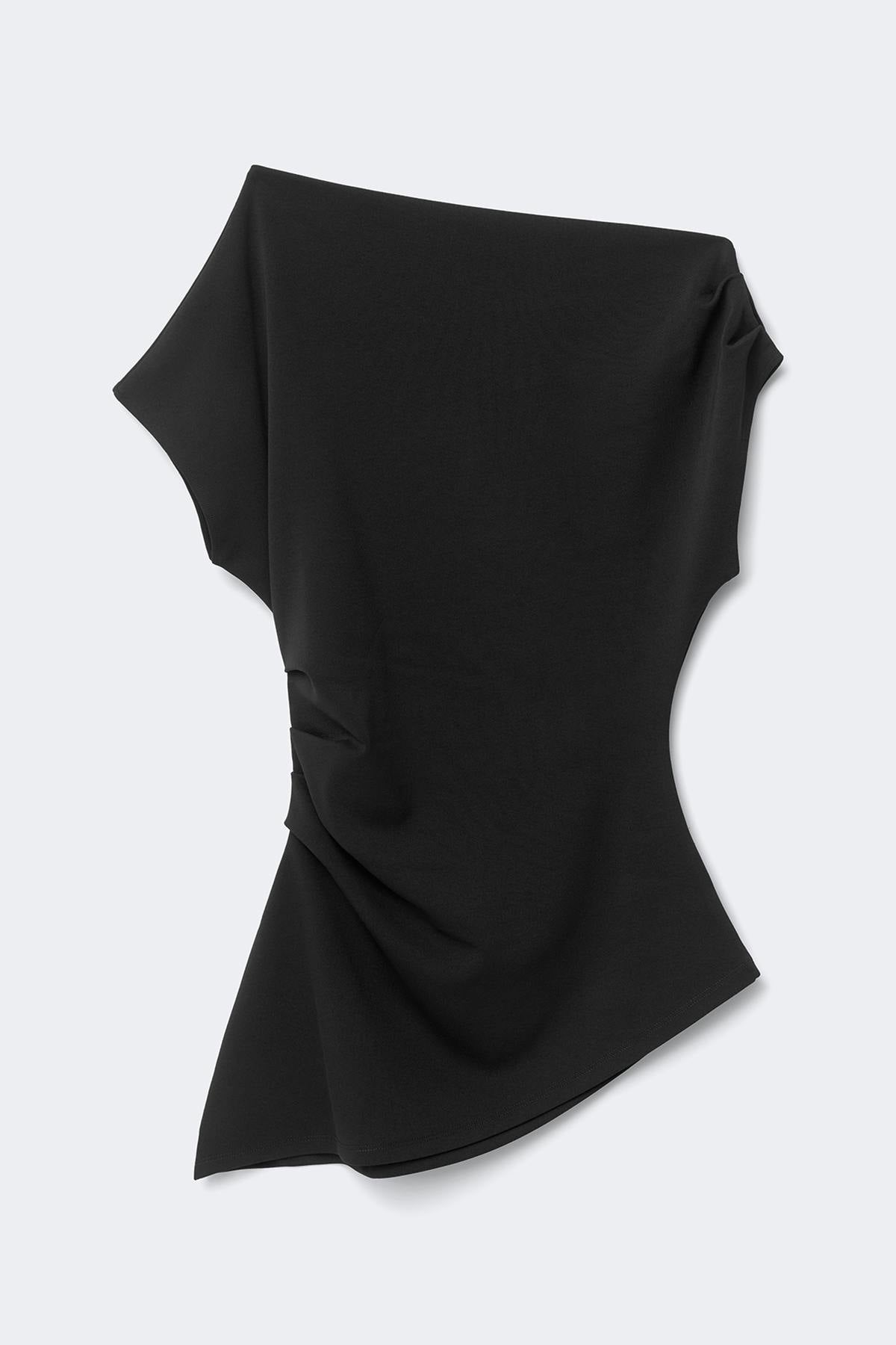 Asymmetric pleated top - Noir
