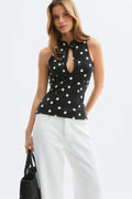 Keyhole tie top - Noir