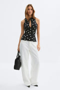 Keyhole tie top - Dot aop