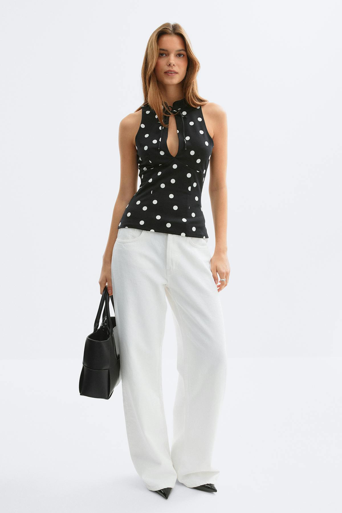 Keyhole tie top - Dot aop