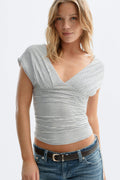 V-neck top - Lt indigo
