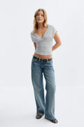 V-neck top - Lt indigo