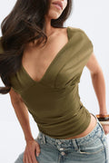 V-neck top - Lt indigo