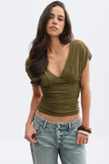 V-neck top - Sky blue