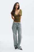V-neck top - Lt indigo