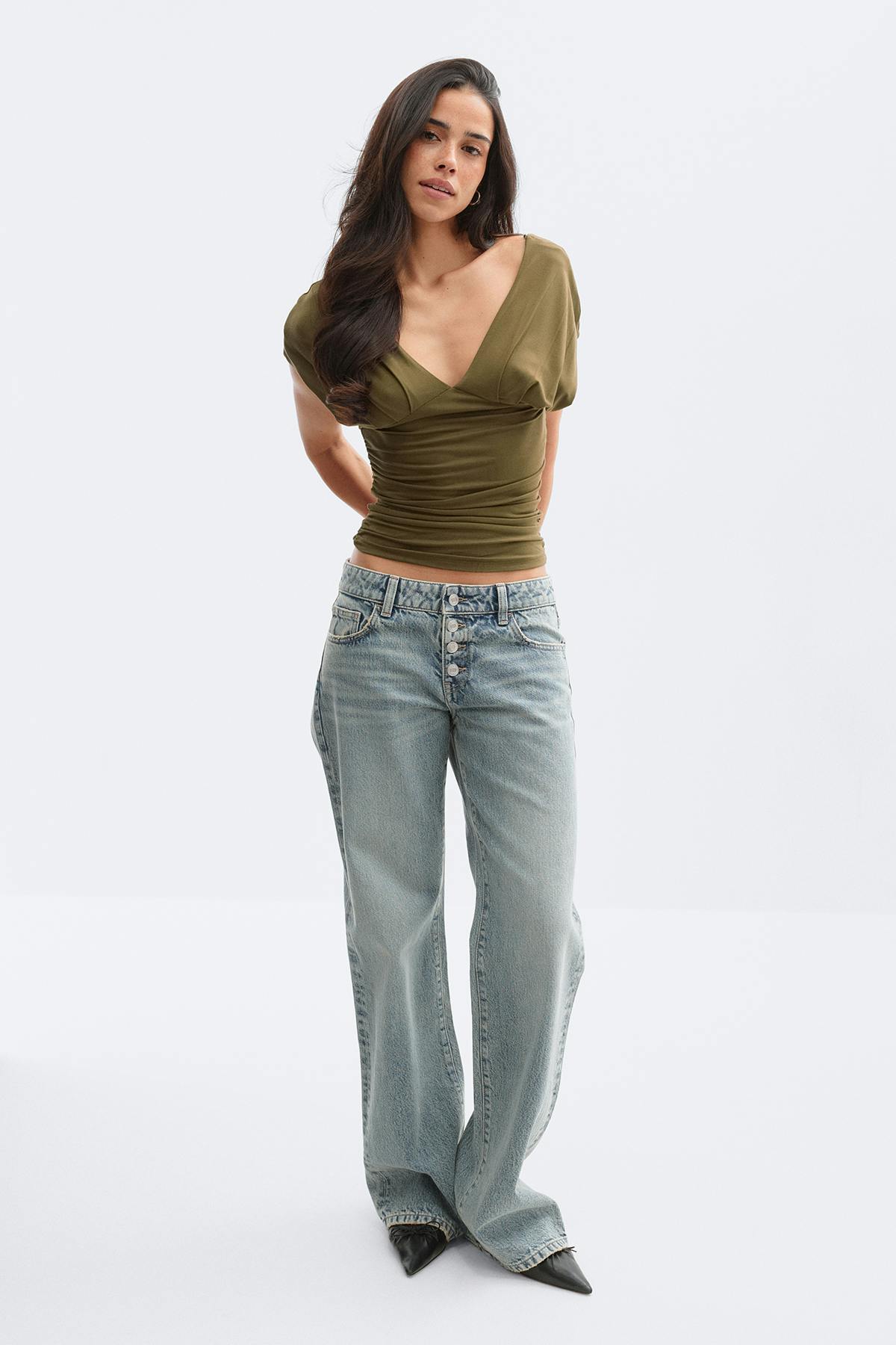 V-neck top - Lt indigo