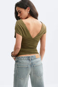 V-neck top - Lt indigo