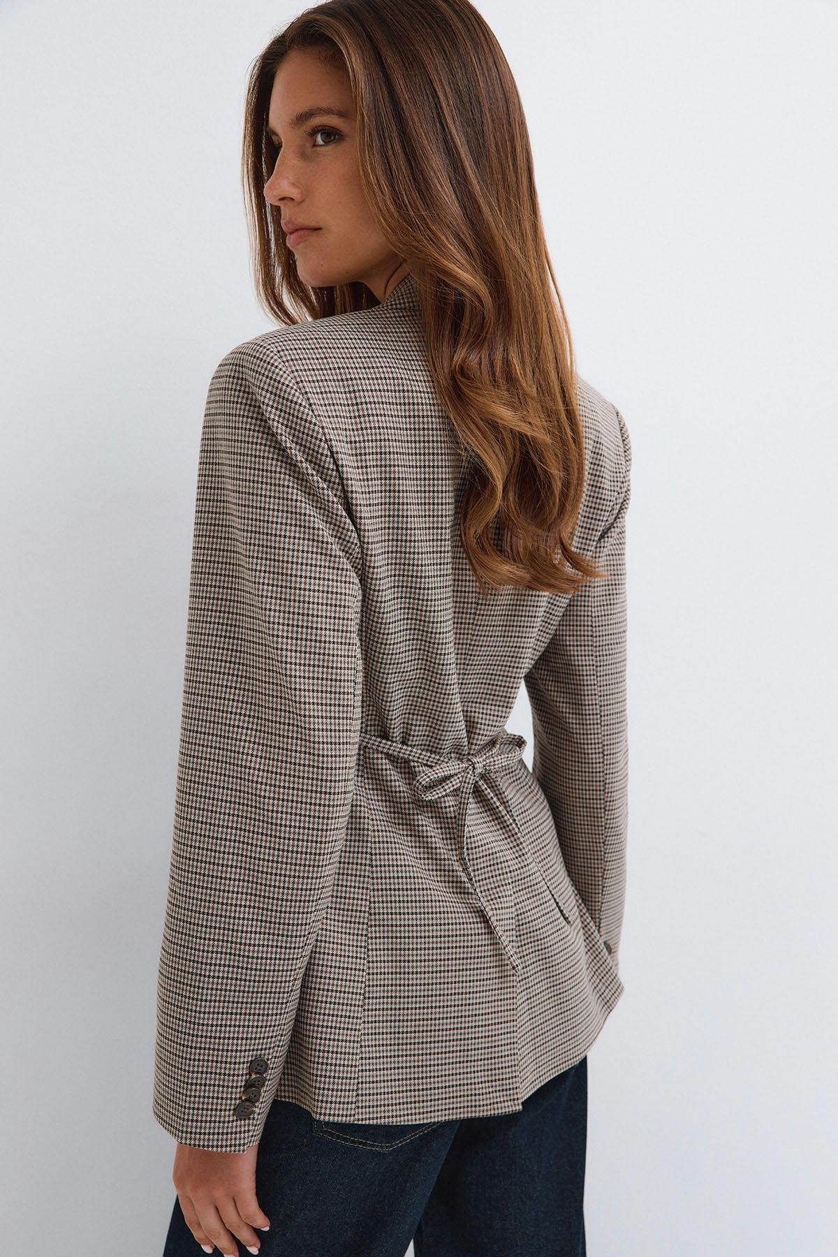 Shaped tie blazer - Check