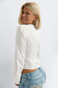 14+ lace detail top - Blanc
