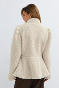 Peplum pile jacket - Crème
