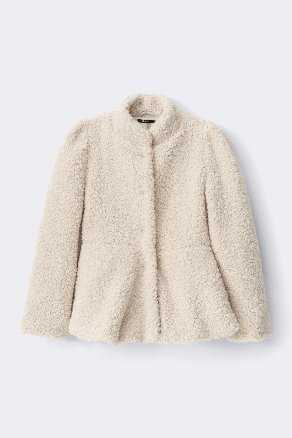 Peplum pile jacket - Crème