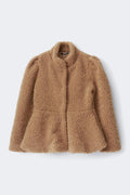 Peplum pile jacket - Almond spot aop
