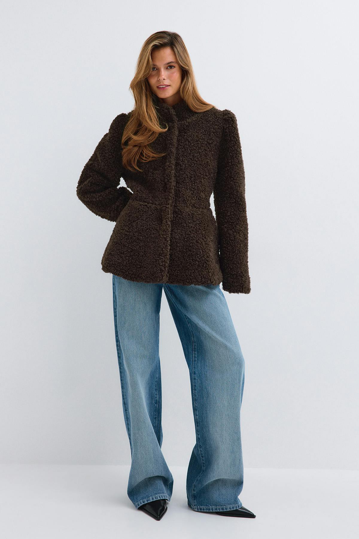 Peplum pile jacket - Mole