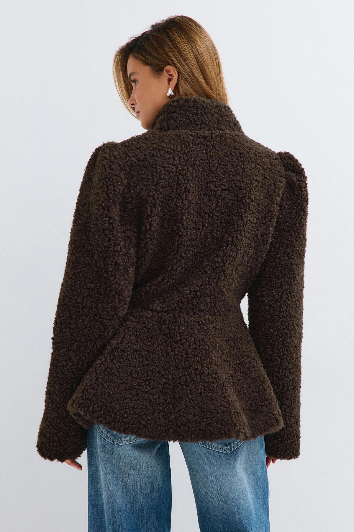Peplum pile jacket - Mole