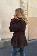 Peplum pile jacket - Almond spot aop