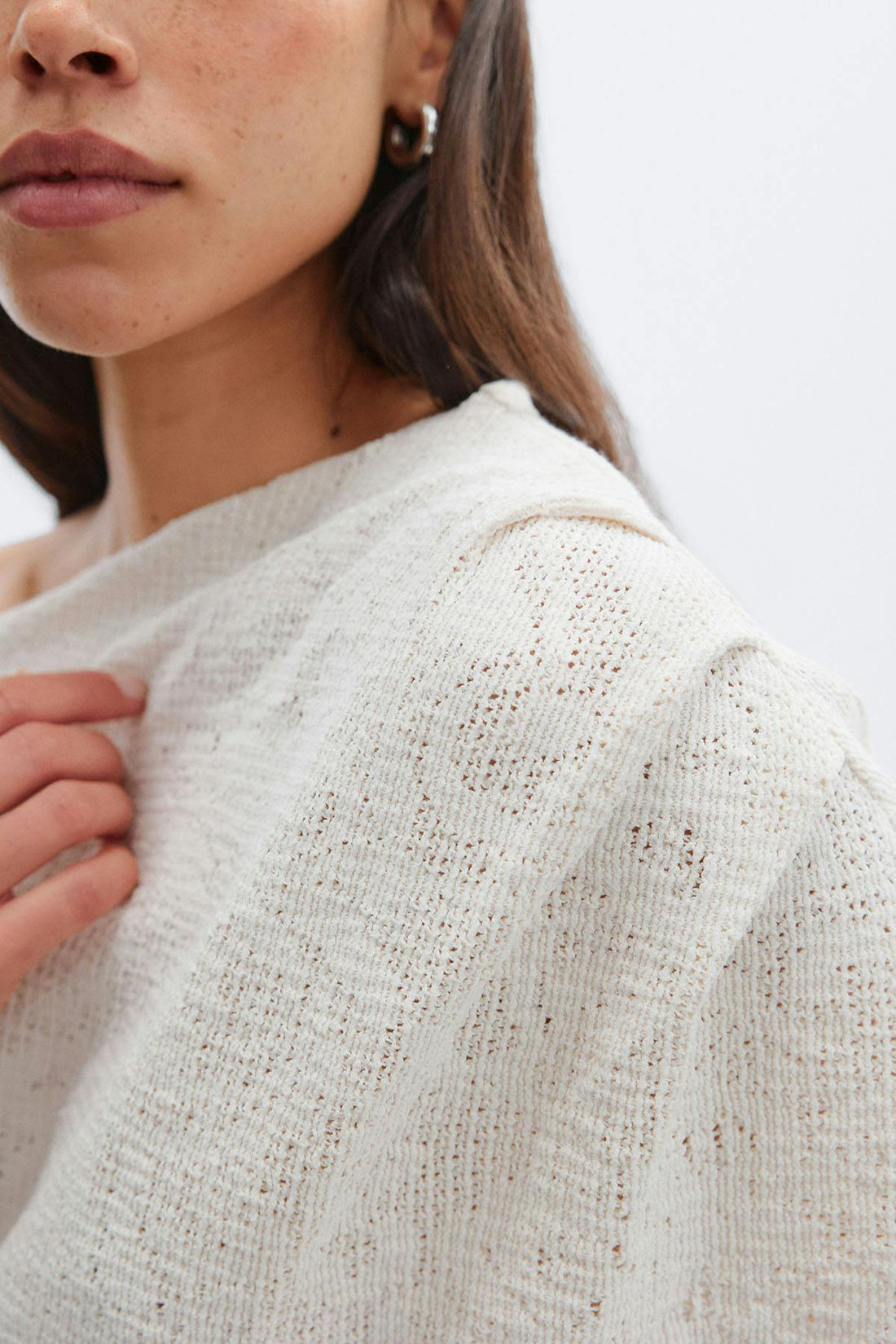 Lace dropped shoulder top - Ecru