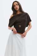 Lace dropped shoulder top - Ecru
