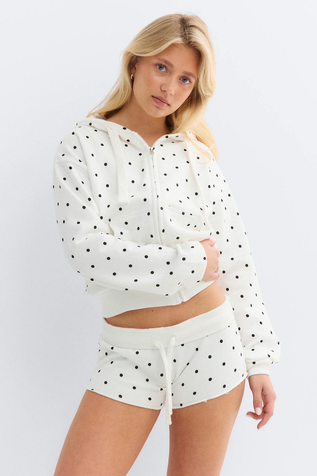 14+ folded waist shorts - Dot print