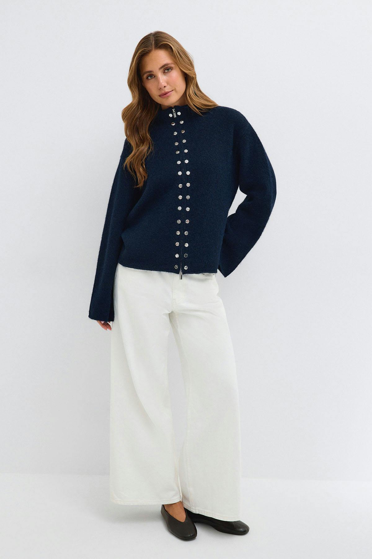 Knitted button cardigan - Feather gray