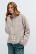 Knitted button cardigan - Dk grey melange