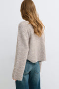 Knitted button cardigan - Dk grey melange
