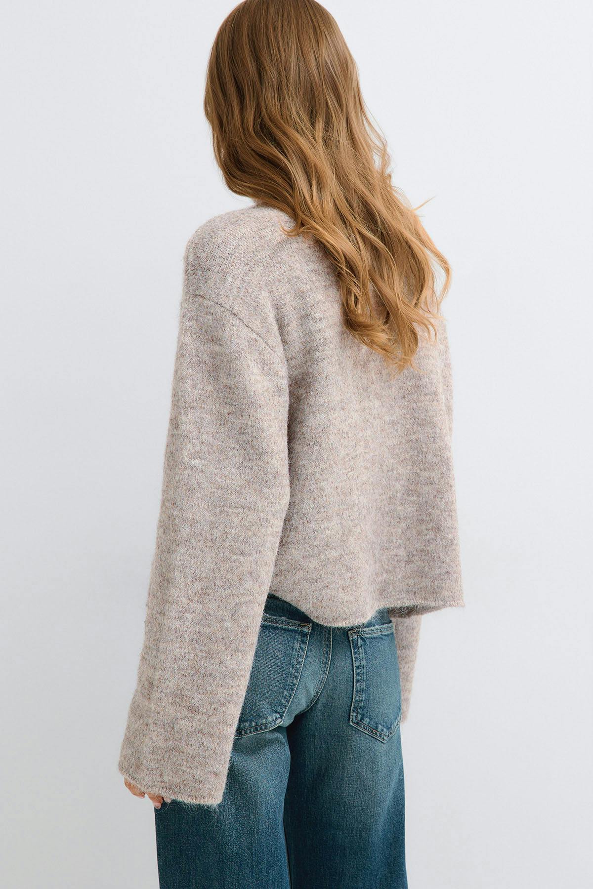 Knitted button cardigan - Dk grey melange