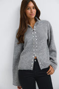 Knitted button cardigan - Navy blazer
