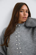 Knitted button cardigan - Navy blazer