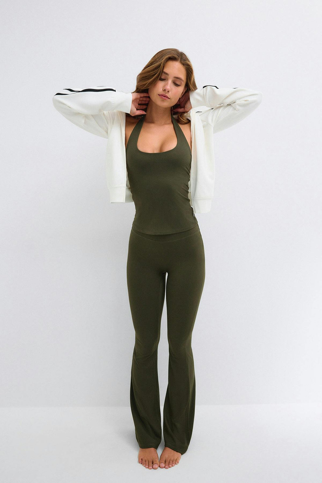 Halterneck yoga singlet - Army green