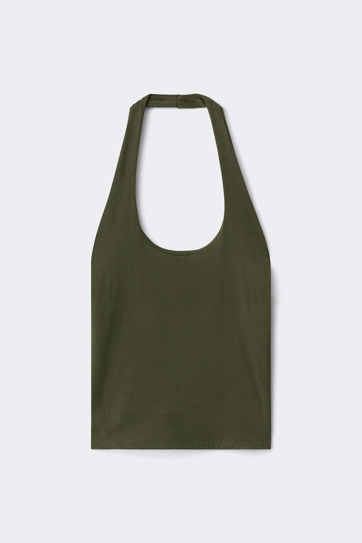 Halterneck yoga singlet - Army green