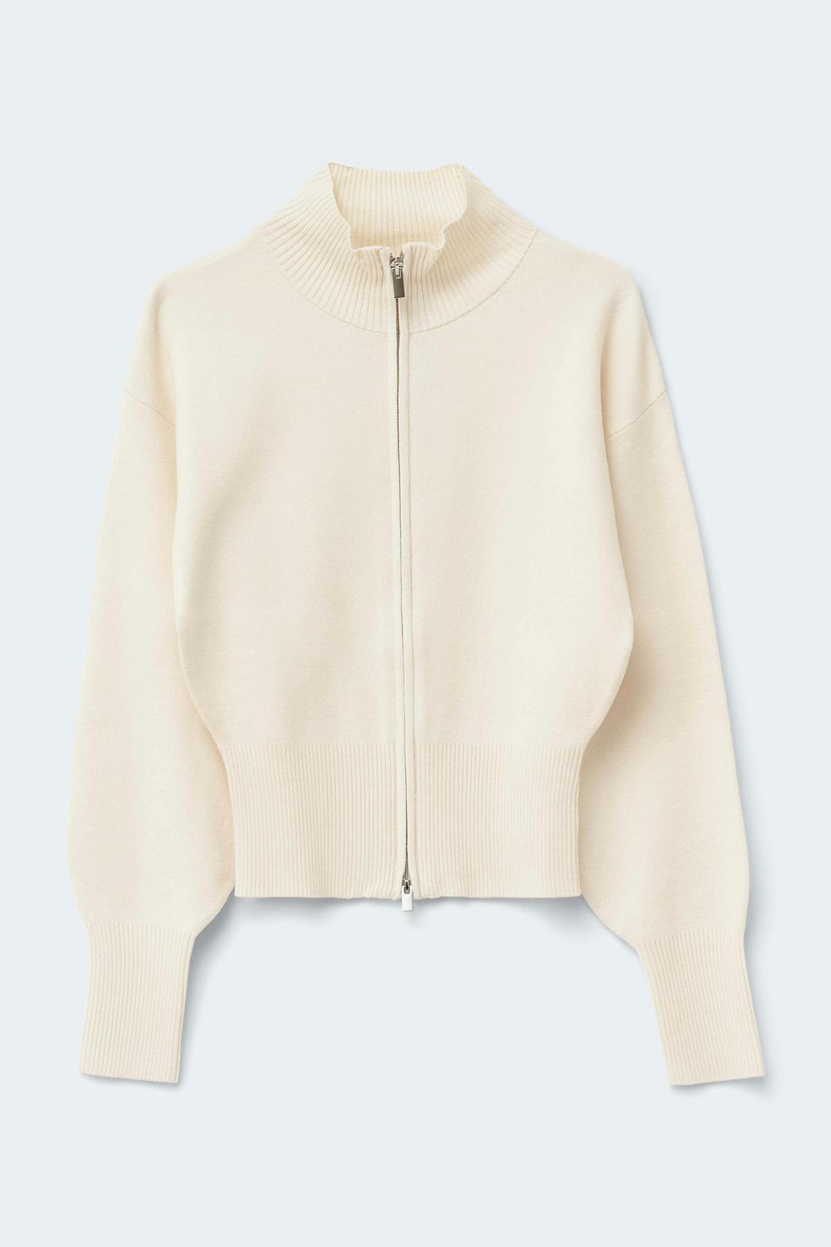 Knitted zip cardigan - Beige foncé