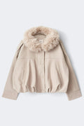 14+ fur hood jacket - Beige mel